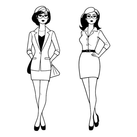 Mujeres De Negocios Avatar Elegante Personaje De Dibujos Animados Con