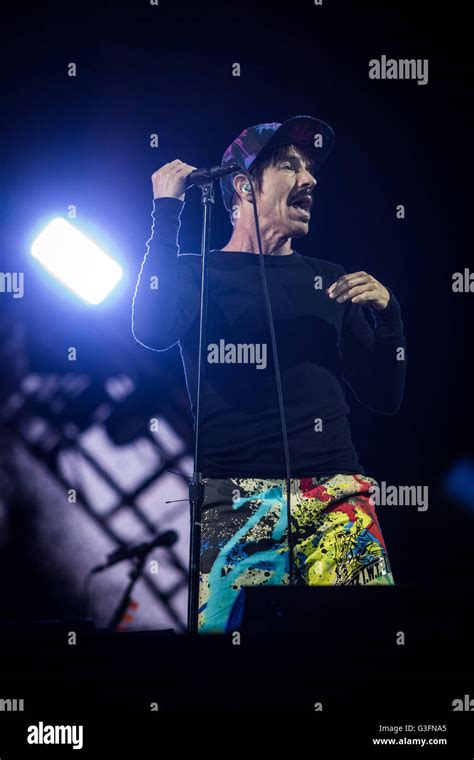 Anthony Kiedis Of The American Funk Rock Band Red Hot Chili Peppers Pictured On Stage As He