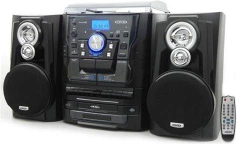 Jensen JMC1250 Bluetooth 3-Speed Stereo Turntable and 3 