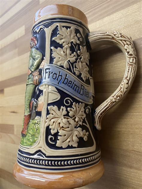 Vintage German Beer Stein Das Lieben Wir Froh Beim Bier Without Lid