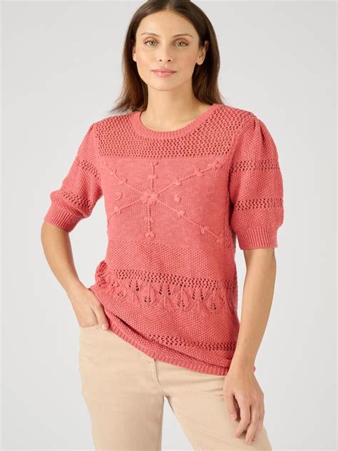 Pull Maille Effet Crochet Damart Rose Kiabi