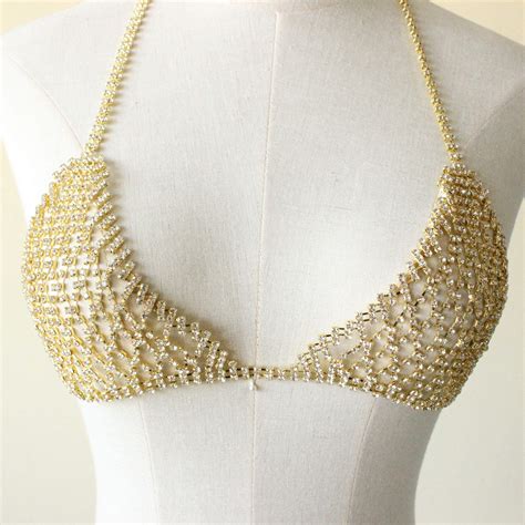 Erotic Sexy Hollow Out Rhinestone Necklace Bikini Diamante Etsy