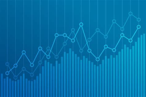 Abstract Financial Chart With Uptrend Line Graph On Blue Background