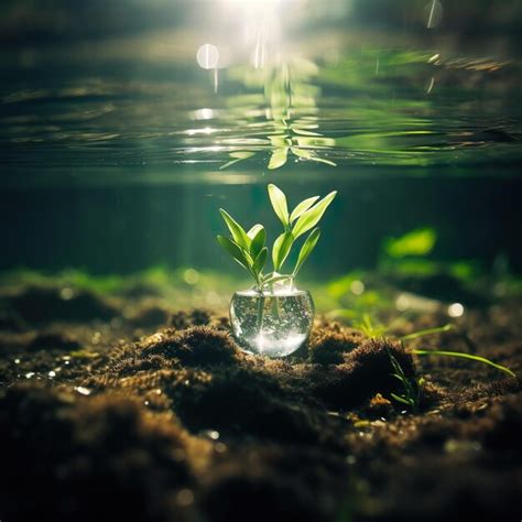 Premium AI Image A Green Plant Growing In Water