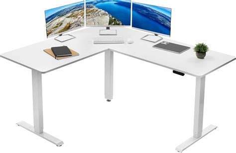 VIVO Electric Height Adjustable 63 X 55 Inch Corner Stand Up Desk