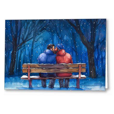 Snow Kissed Love Romantic Gay Greeting Card By Mark Tisdale