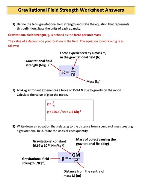 Gravitational Field Strength - A Level Physics | Teaching Resources