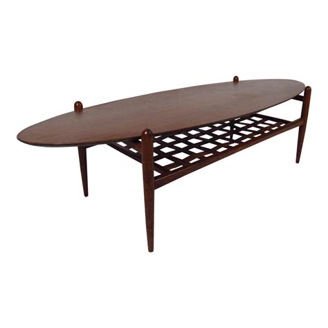 Mid Century Modern Surfboard Coffee Table With Shelf Chairish