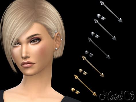 The Sims Resource: Industrial ear piercing v2 left by NataliS • Sims 4 ...