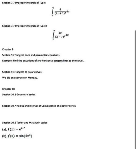 Solved Section 7 7 Improper Integrals Of Type Section Improper