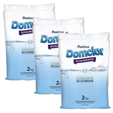 Kit 3 Alcalinizante Elevador Alcalinidade Piscina 2kg Domclor