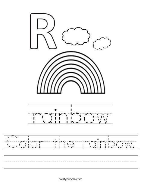 Color the rainbow Worksheet - Twisty Noodle