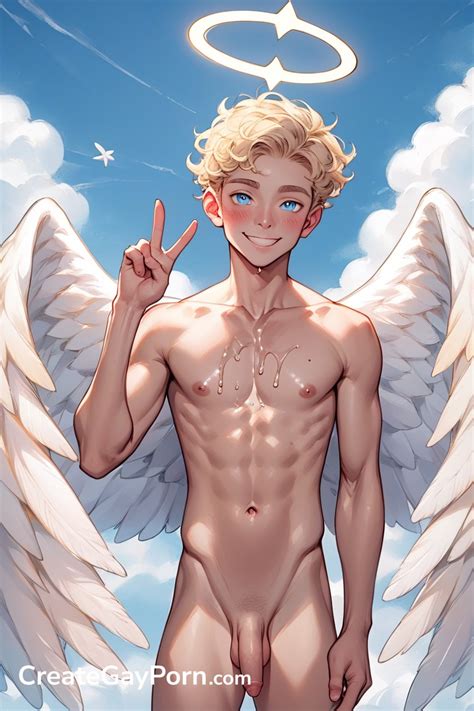 Clouds Femboy Angel Large Blue Eyes Hentai IA Pornografia