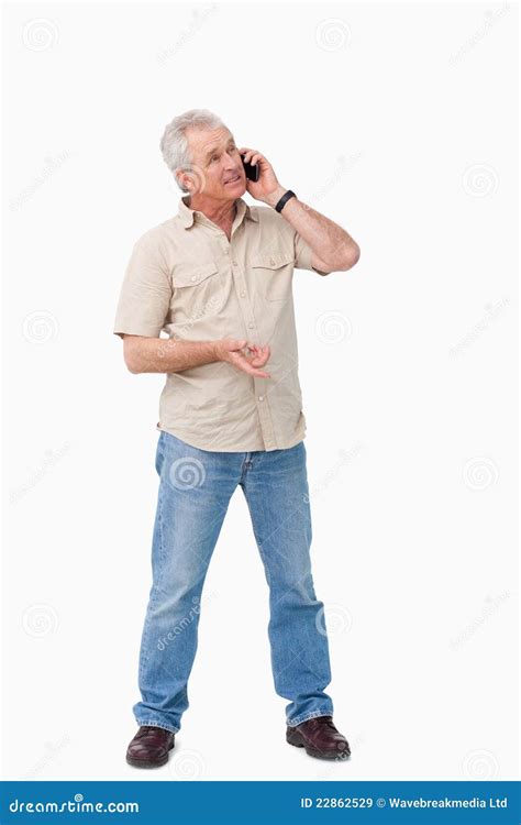 Mature Male Talking On His Cellphone Stock Image Image Of Background Mobile 22862529