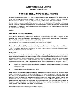 Fillable Online Wwi Agm Notice Of Meeting And Proxy Formasx Versionpdf