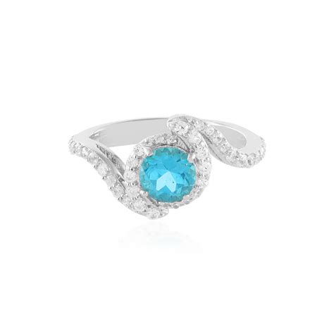 Schicker Brasilianischer Paraiba Topas Silber Ring 0 88ct