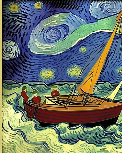 Boat In A Storm Van Gogh Style Digital Art By Ervina Anandhita Fine Art America