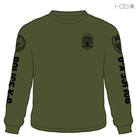 Federal Reserve Police K 9 Unit Od Green Black Long Sleeve T Shirt