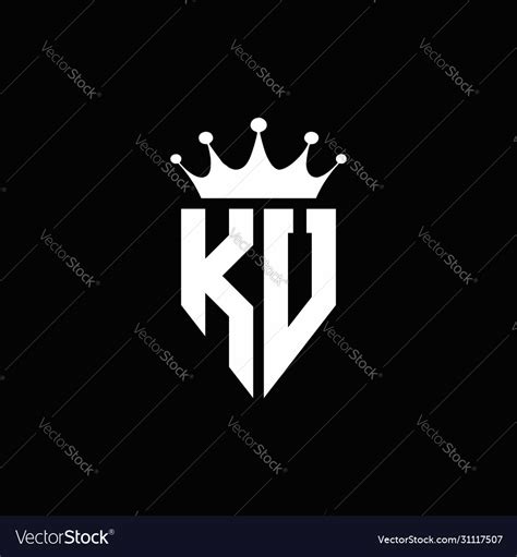 Ku Logo Monogram Emblem Style With Crown Shape Vector Image