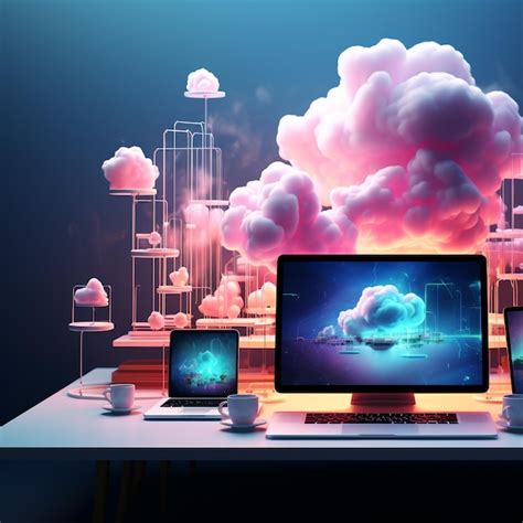 Premium Ai Image D Cloud Computing Illustration Hosting Technology