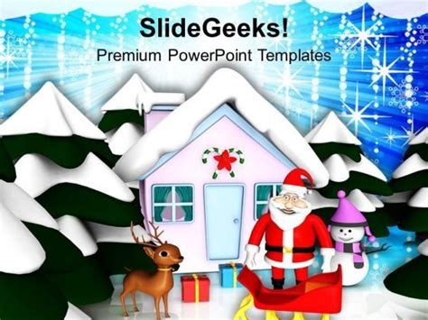 Santa Claus And Sleigh Christmas Theme Powerpoint Templates Ppt