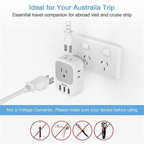 Snapklik Australia Power Plug Adapter 2 Pack TESSAN US To New