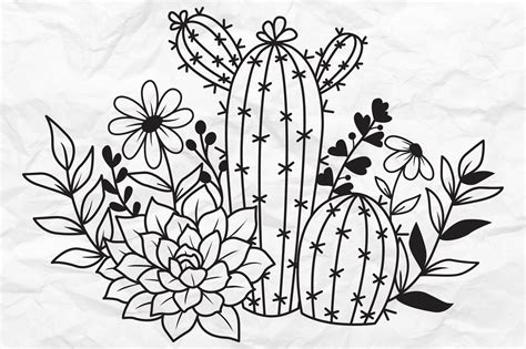 Cactus Svg Cactus Flower Svg Succulent Svg Cactus Flower Etsy