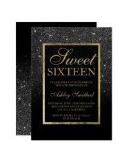 Modern Girly Rose Gold Glitter Pink Ombre Sweet Invitation