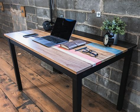 Industrial Wood Desk The Jessiah Colorful Modern Design Solid Maple