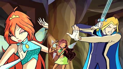 Stella Blinds Everyone While Attacking Some Cave Monsters Winx Club