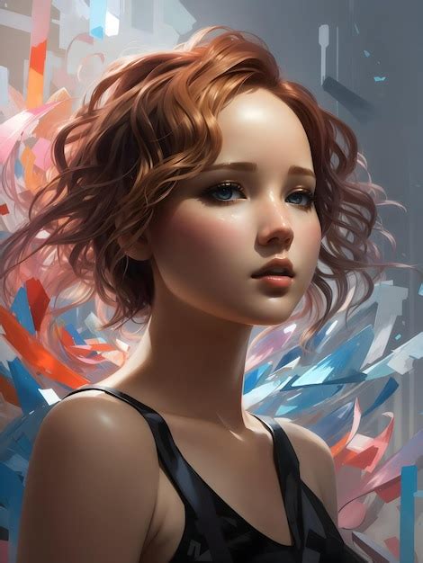 Premium Ai Image A Painting Of Jennifer Lawrence With Pixie Hair