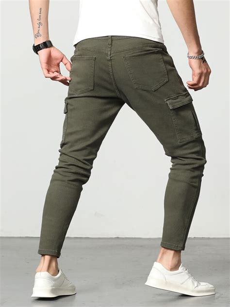 Manfinity Legnd Hombres Jeans Cargo Algod N Con Bolsillo Lateral Con