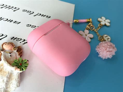 Pink Flower Airpod Case With Keychain For Silicone Airpods 1 2 Etsy