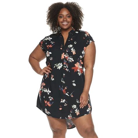 Plus Size EVRI™ Printed Pleated Shirtdress | Plus size retro dresses ...