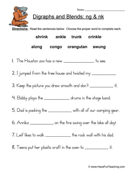 Consonant Digraphs Worksheets