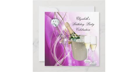 Elegant Pink Purple Silver Glitter Birthday Party Invitation Zazzle