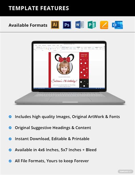 Minnie Mouse Invitation Template in Illustrator, Word, PSD, Pages ...