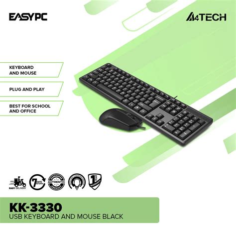 A4Tech kk-3330 Adjustable Keyboard Usb Black Keyboard and Mouse – EasyPC