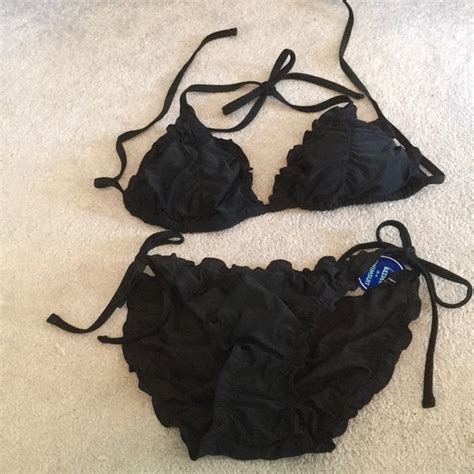 Swimsuits For All Swim Nwt Swimsuits All Black Bikini Set Wsmall Ruffle Poshmark
