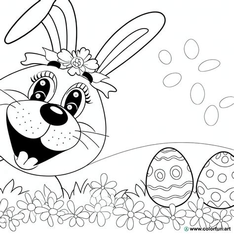 Dibujo Para Colorear Divertido De Un Conejo De Pascua Descargar O