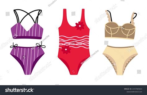 Collection Stylish Swimwear Bikini Underwear Summer Stock Vector