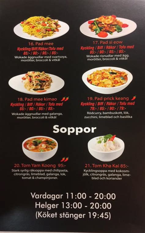 Menu At Anurak Thai Take Away Restaurant Mölndal