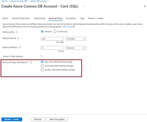 Configure Backup Storage Redundancy For Azure Cosmos DB Account