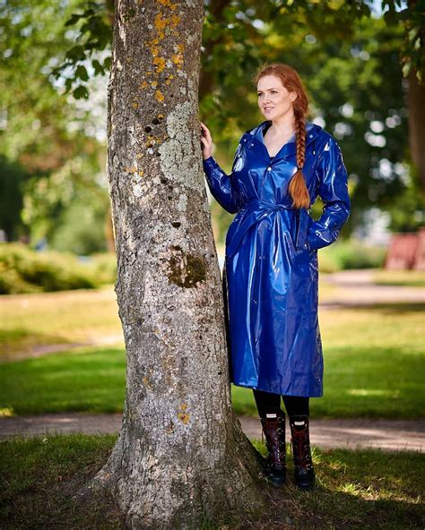 Rainwear From Sweden On Instagram Charlotte In Shiny Blue Retro Coat