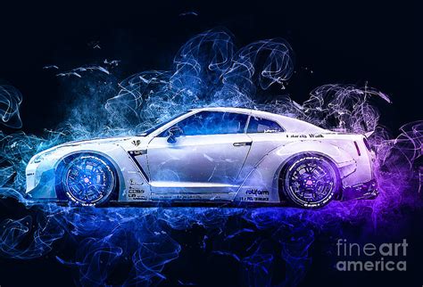 Nissan GT-R Neon Digital Art Smoke Dark background Dark aesthetic ...