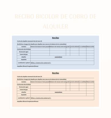 Plantilla De Formato Excel Recibo De Cobro De Alquiler Y Hoja De