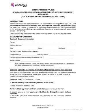 Fillable Online Application For Interconnection Distributed Energy