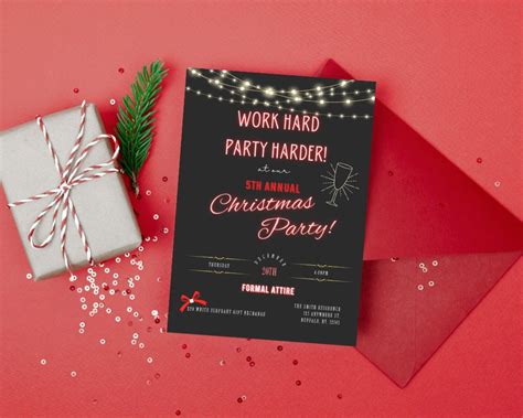 Office Christmas Party Invitation, Work Christmas Party Invitation, Work Holiday Party Invite ...