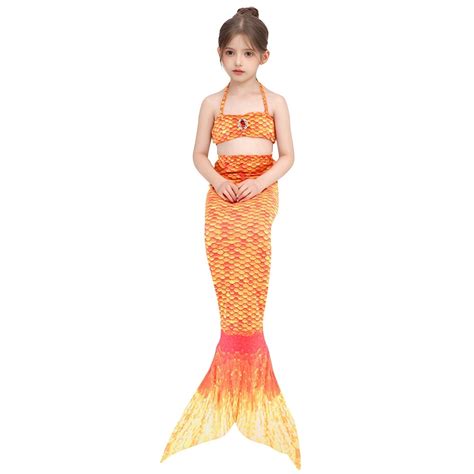 Hienoo Big Girls Bikini Swimsuit With Tail Swimwear Set Scale Print Bathing Suit Piece