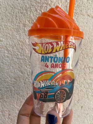 Copo 300 Ml Tampa E Canudo Hot Wheels Elo7